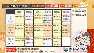 107年三伏貼特別門診