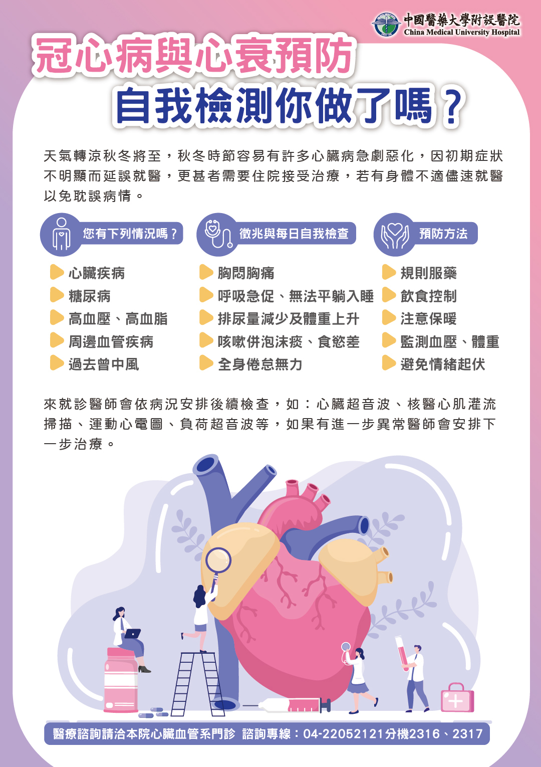 冠心病與心衰竭預防，自我檢測你做了嗎？