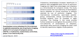 Tenecteplase versus alteplase for thrombolysis in patients selected by use of perfusion imaging within 4·5 h of onset of ischaemic stroke (TASTE): a multicentre, randomised, controlled, phase 3 non-inferiority trial