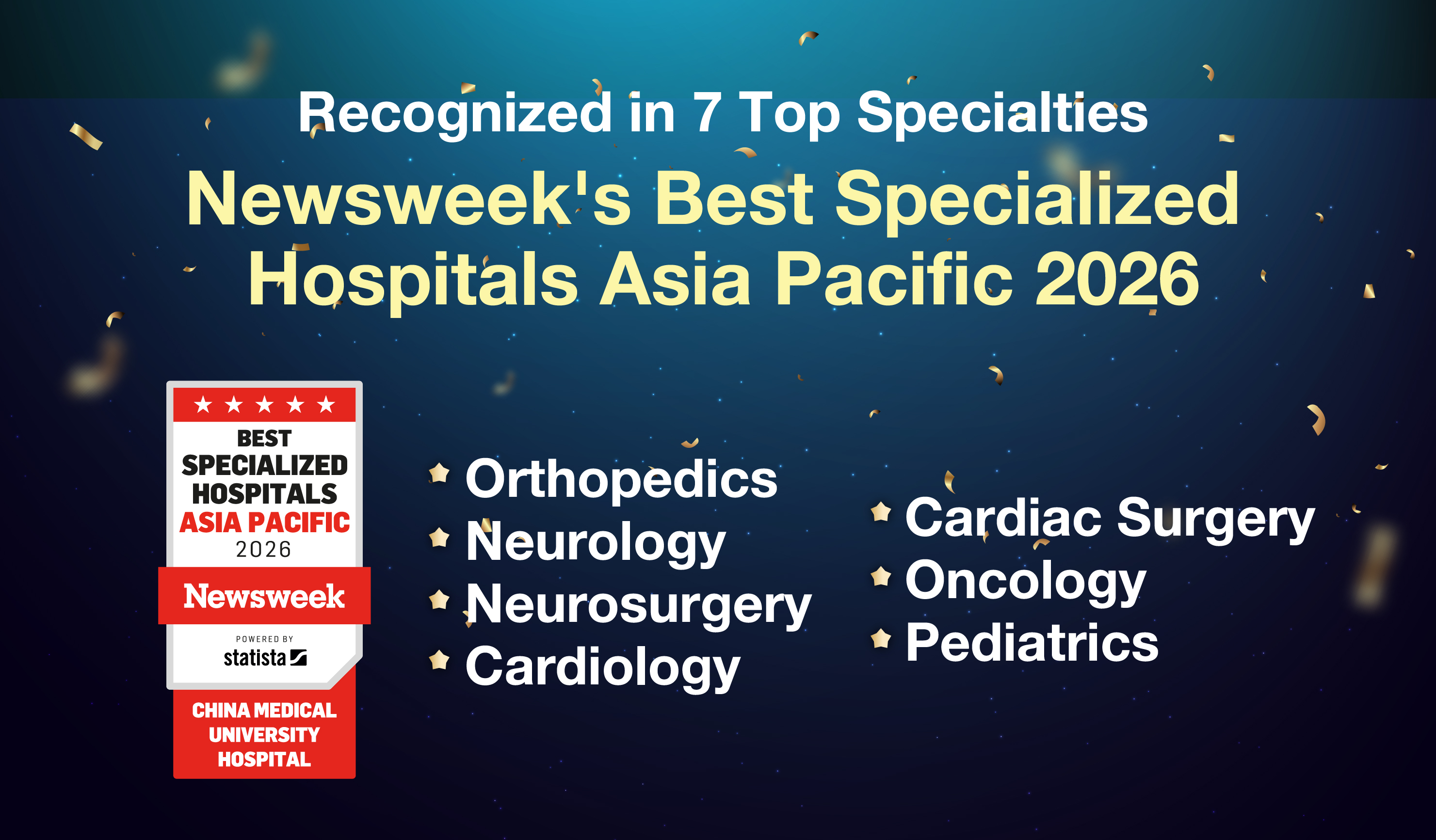 China Medical University Hospital Recognized in Newsweek’s Best Specialized Hospitals Asia-Pacific 2026 Across Seven Specialties img