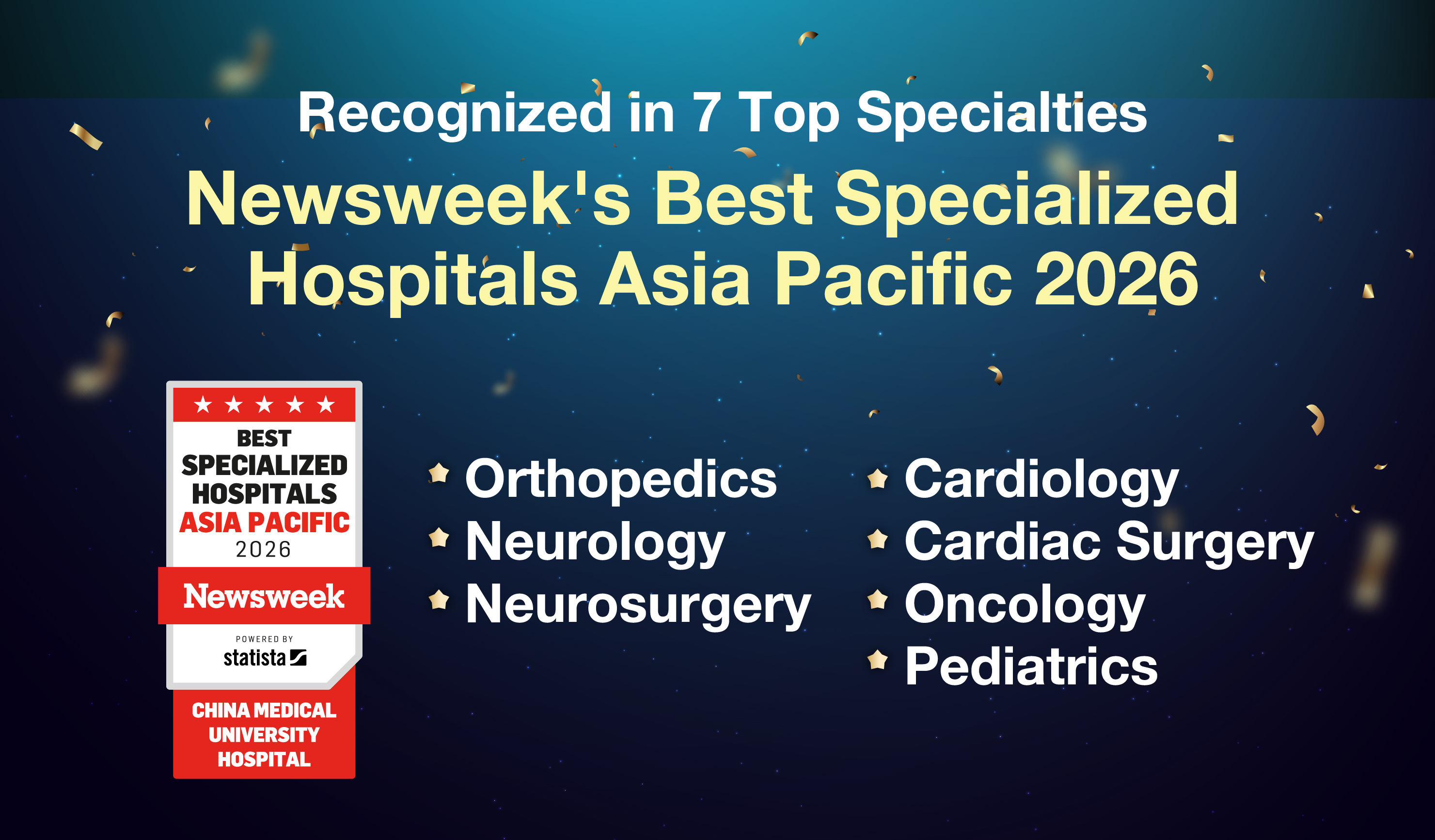 China Medical University Hospital Recognized in Newsweek’s Best Specialized Hospitals Asia-Pacific 2026 Across Seven Specialties img